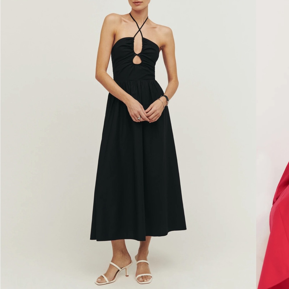 Reformation Stassi Dress Black Cotton Sz 4 Excellent Condition